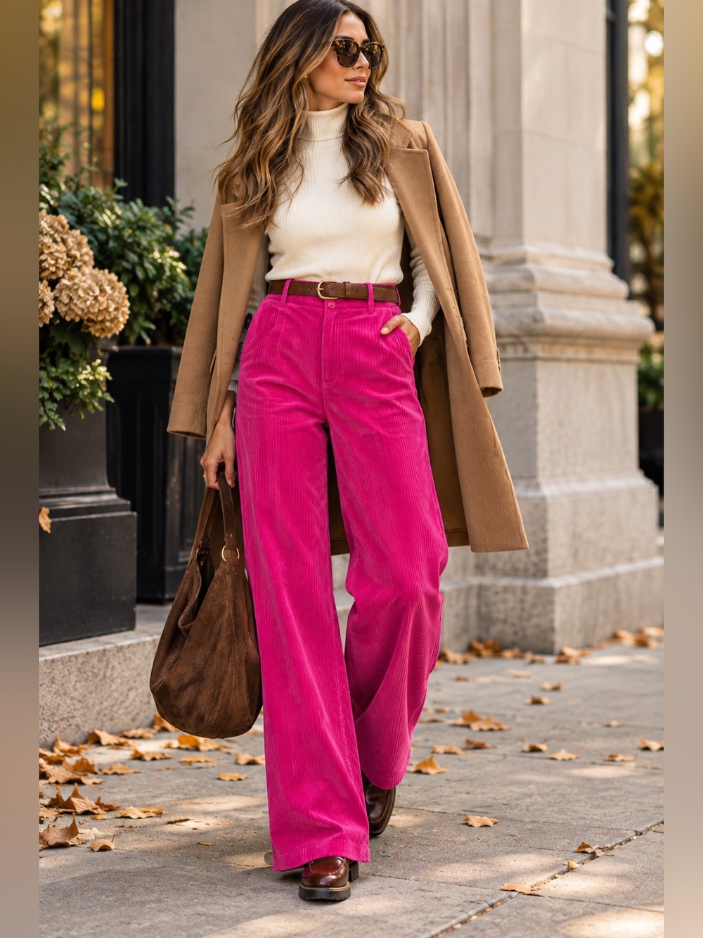 Trina Turk Brooklyn Pants 4 NWT Hot Pink Corduroy Wide Leg $358